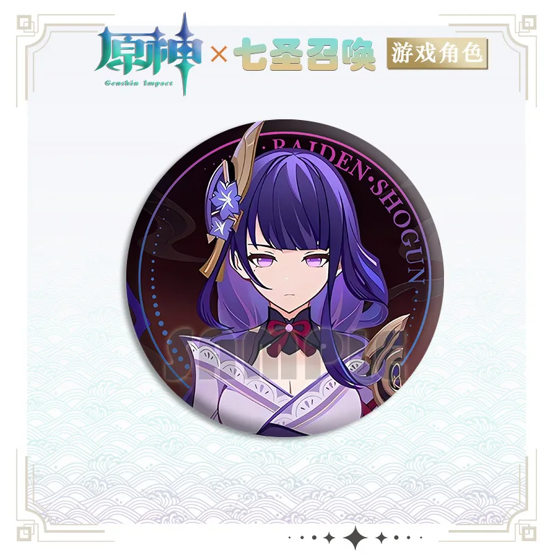 Anime Game Impact Seven Sacred Summons Brooch Character Lapel Pin Decoration Display Badges Jewelry Accessories Collection Gifts