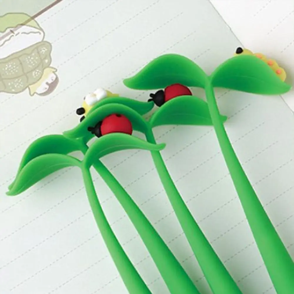 ST Nib Flowers Insects Leaves Pen Black Ink 0.5mm Soft Rubber Dancing Gel Pen Writing Smoothly Quick-Drying Signature Pen