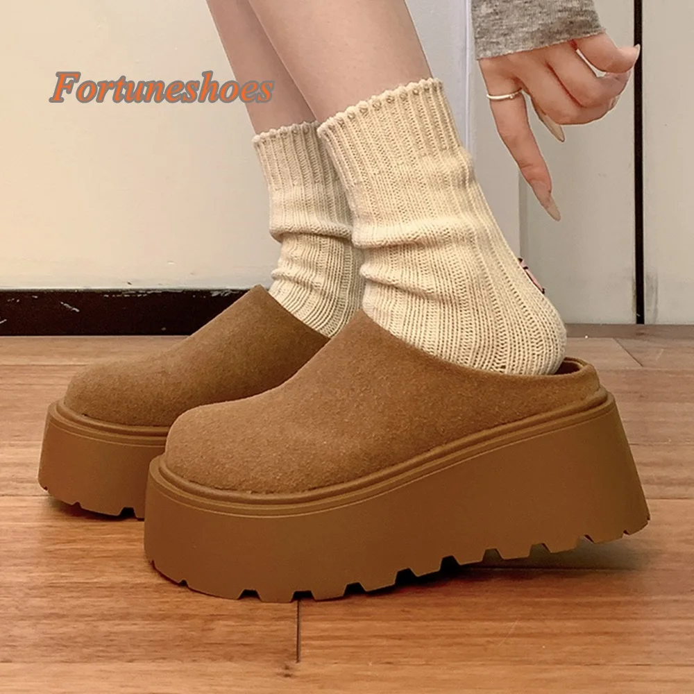 

Shallow Platform Slip On Women Slippers Cover Toe Solid Rivet Ankle Boots Comfortable Fashion Casual 2025 Newest Winter Slippers