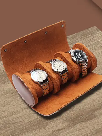 Watch Roll Travel Case - 3 Watch Storage and Organizer-Secure Storage with Innovative Removable Pillows & Solid Watch Organizer