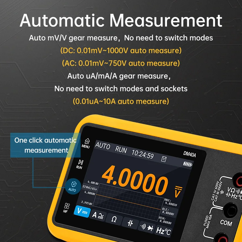 ALIENTEK DM40 Digital Oscilloscope Multimeter Signal Generator 3 in 1 50M Sample rate Voltage Diode Handheld Automotive Tools