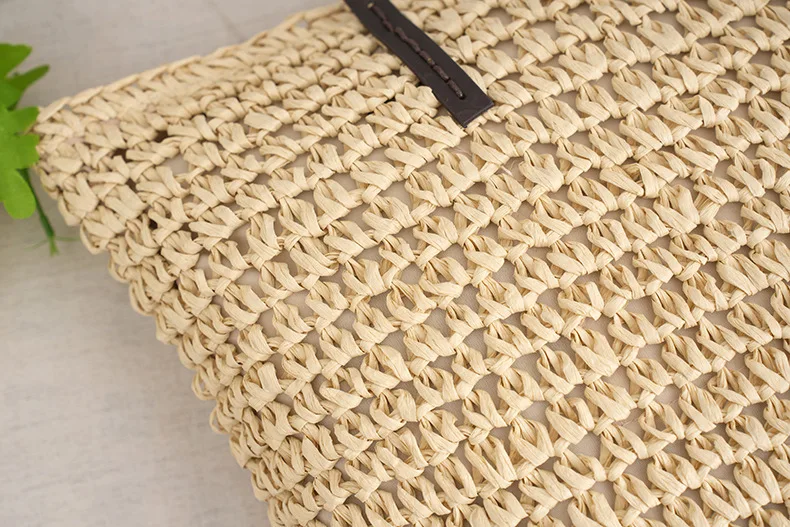 Große Kapazität Papier-Gras-Stroh Gewebte Körbe Quadratische Damen-Handtasche Mehrfarbige Umhängetasche für Frauen – Detail 11
