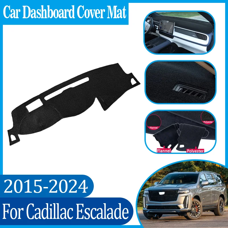 

Center Console Dash Mat Car Sunshade Dashmat Dashboard Cover Mat Accessories Dustproof Anti-Slip For Cadillac Escalade 2015-2024
