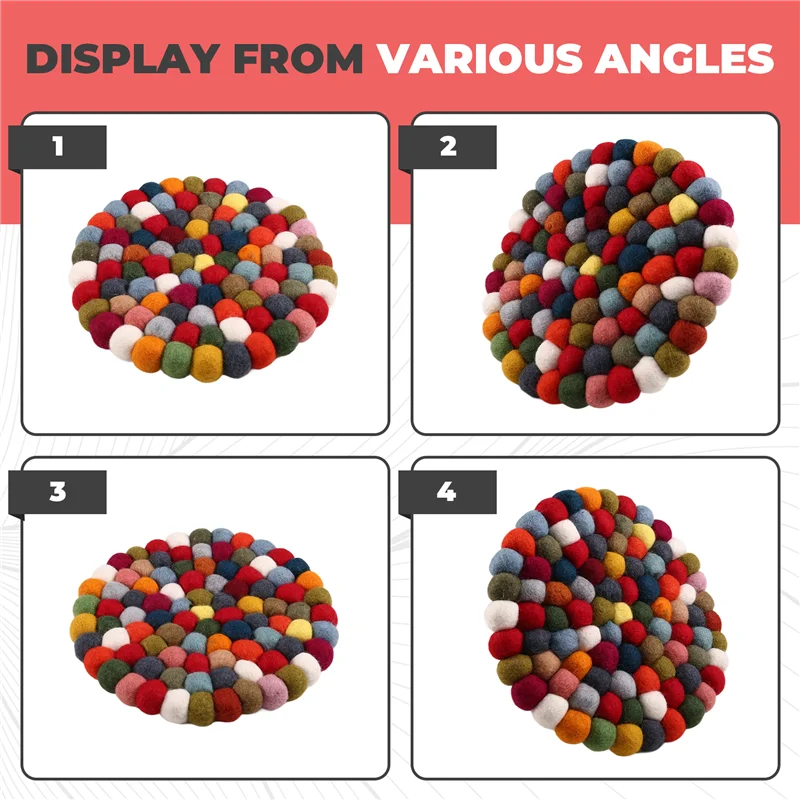 

【Летняя распродажа】Цветной шерстяной фетровый коврик ручной работы для поющей чаши, буддийские тибетские поющие чаши, круглые коврики, доступ к ударными инструментами