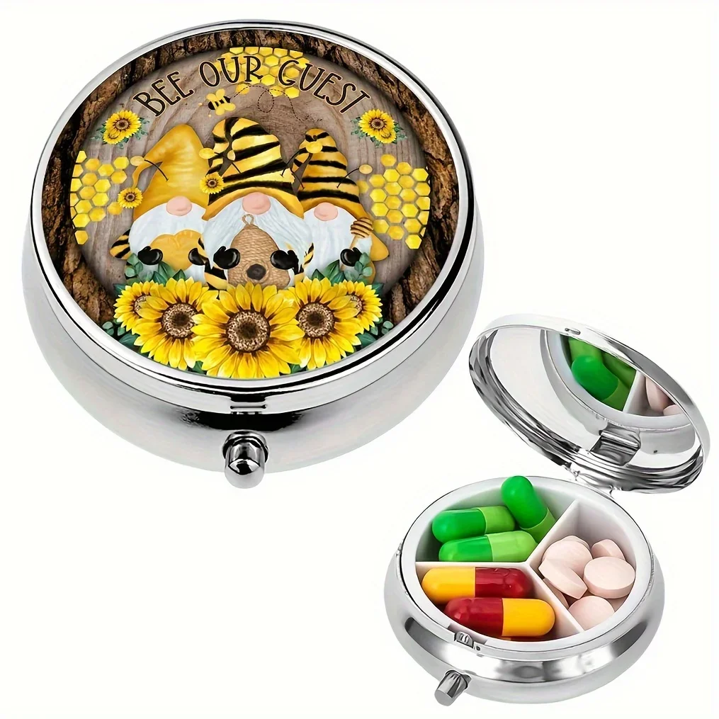 daisy dwarf pill box 3 compartment drug organizer,travel portable and decorative metal wallet gifts for Halloween and Christmas