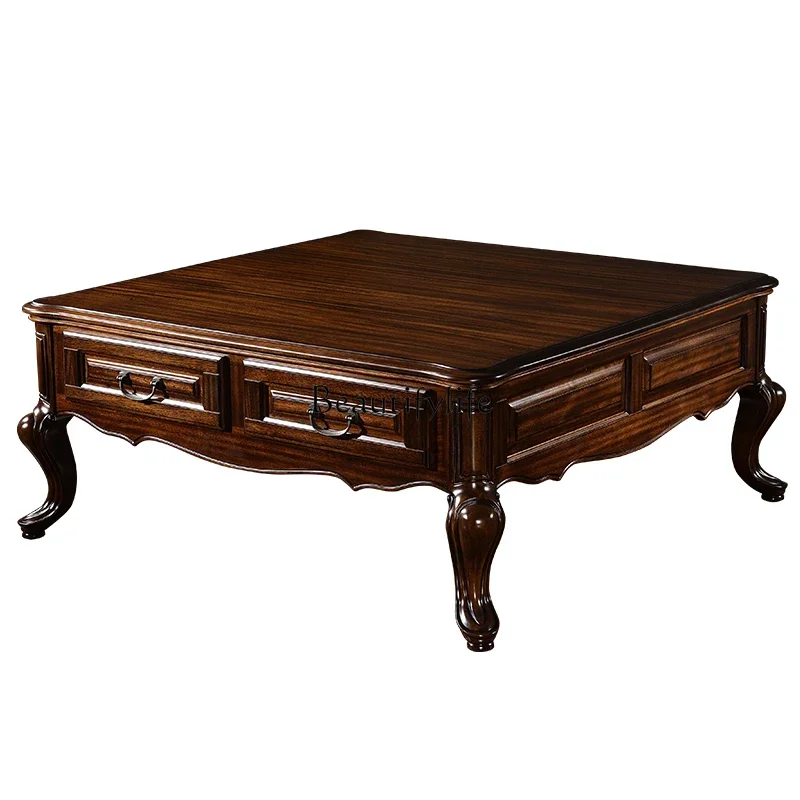 

35**All solid wood black walnut American square coffee table large coffee table square tea table