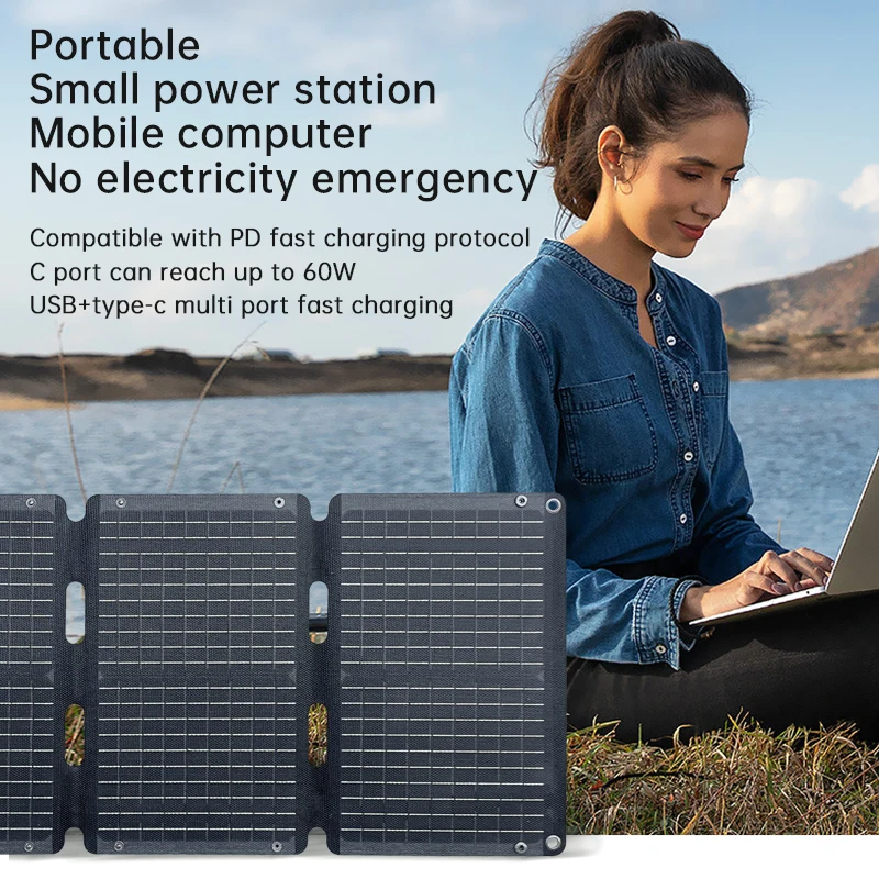 In Stock 65W 110W Portable Foldable Folding Solar Panel for Outdoor Camping Power Station Generator view 4