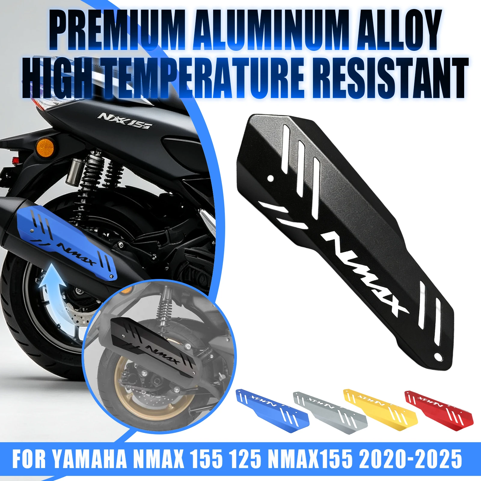 Image of Motorrad-Auspuffschutzabdeckung, dekorative Schutzhülle, CNC-gefertigt, für YAMAHA NMAX155 NVX155 NMAX NVX 155 2020-2026