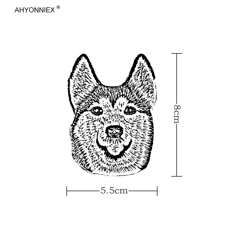 AHYONNIEX 1 PC Husky Dog Patch Iron On Embroidered Fabric Sticker for Clothing Apparel Accessories Size 5.5CM X 8CM