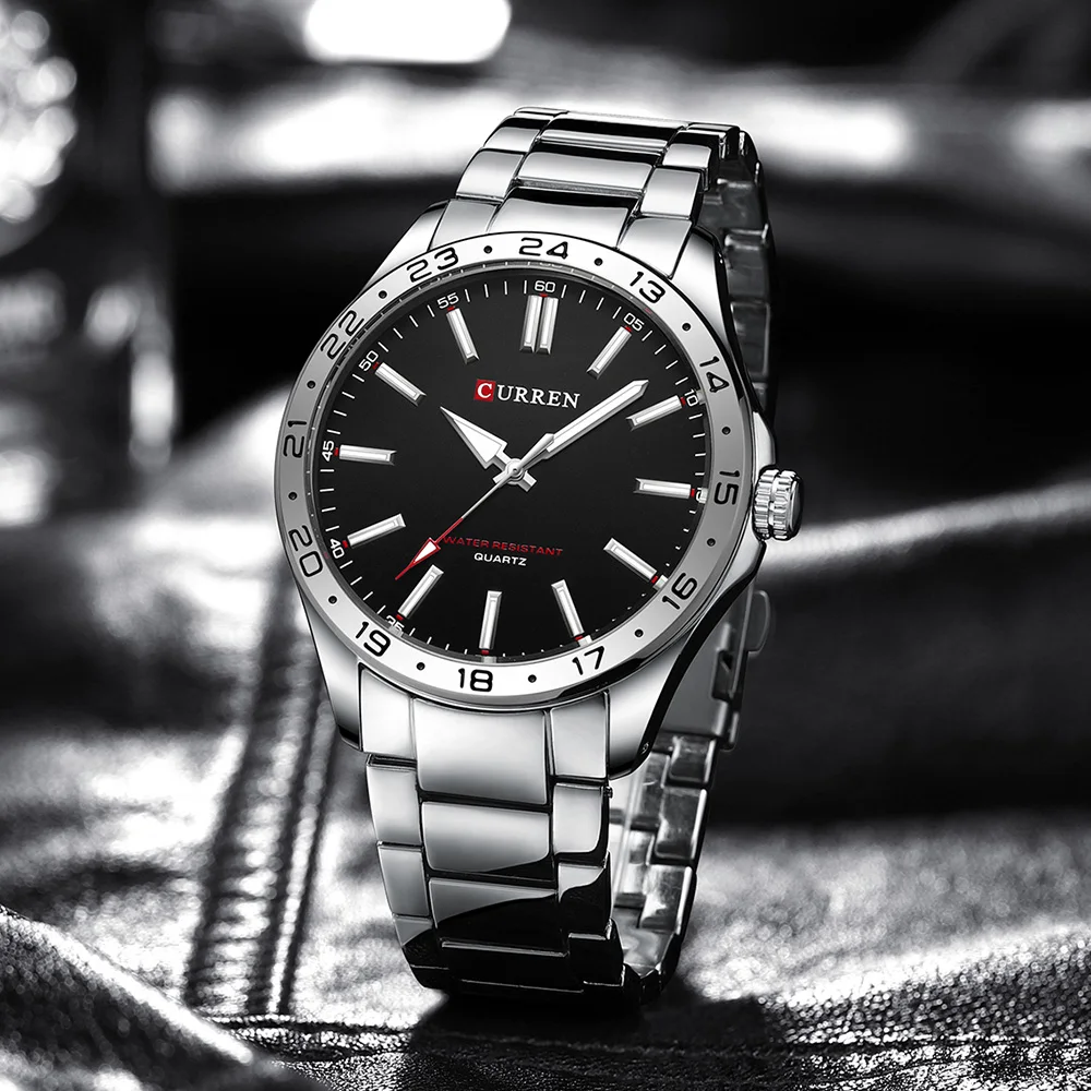 CURREN 8452 Luxury Silver Simple Business Watch Quartz Stainless Steel Waterproof Classic Watches for Man Reloj Hombre