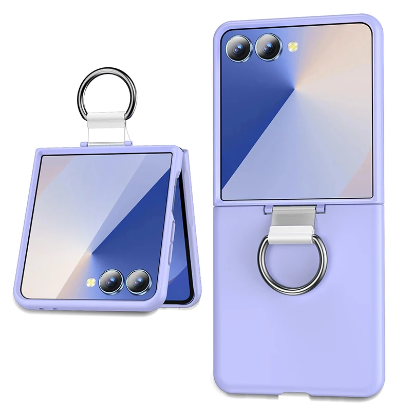 

Красочный матовый чехол для ПК с кольцом для Samsung Galaxy Z Flip 7 6 5 4 3 5G ZFlip7 ZFlip6 ZFlip5 Противоударный чехол с пряжкой на палец