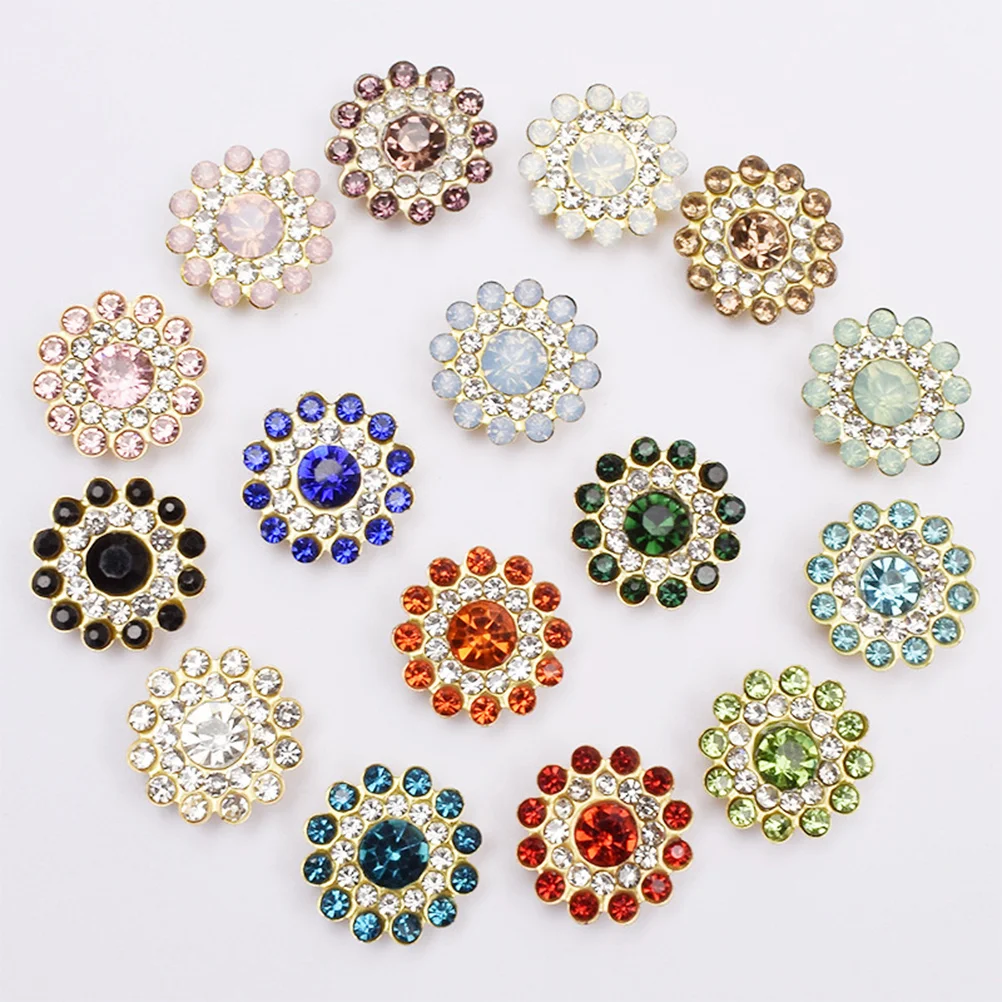 

100Pcs Sunflower Rhinestone Buttons Sparkling Flatback Embellishments DIY Crafts Sew on Jewelry Making Accessories
