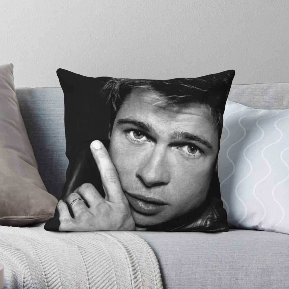 Brad Pitt Pillowcase Polyester Linen Velvet Creative Zip Decor Pillow Case Car Cushion Cover Wholesale