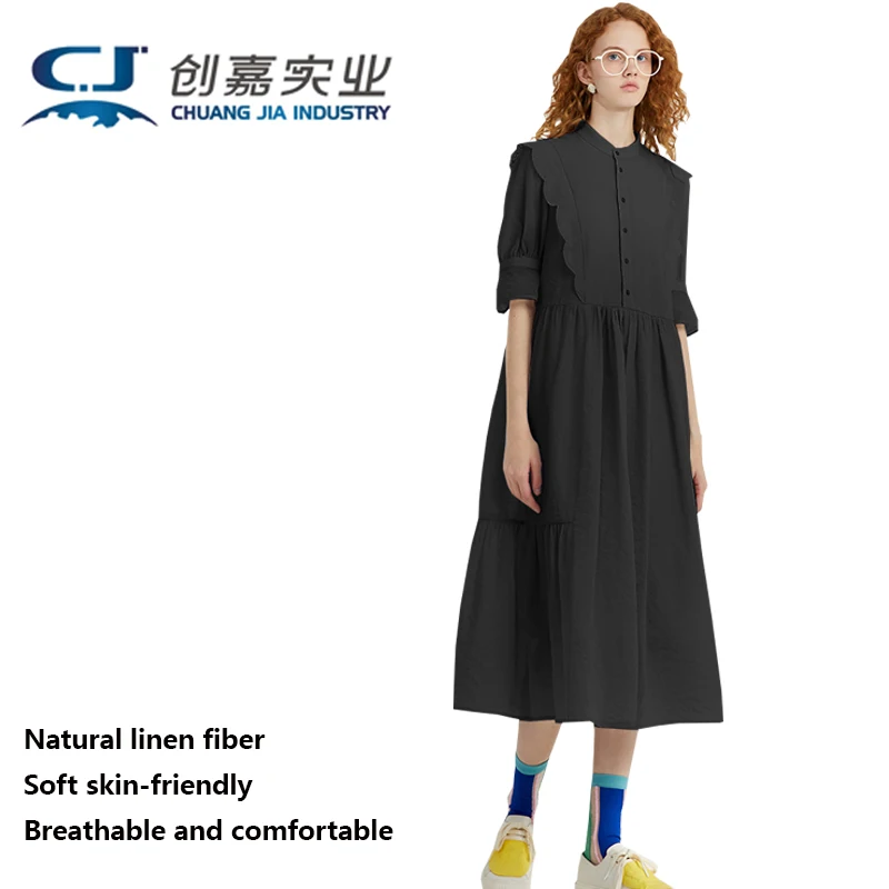 

Элегантное женское платье из высококачественного льна во французском стиле, романтичное, светло-голубое, для повседневной носки на улице, легкое и роскошное.