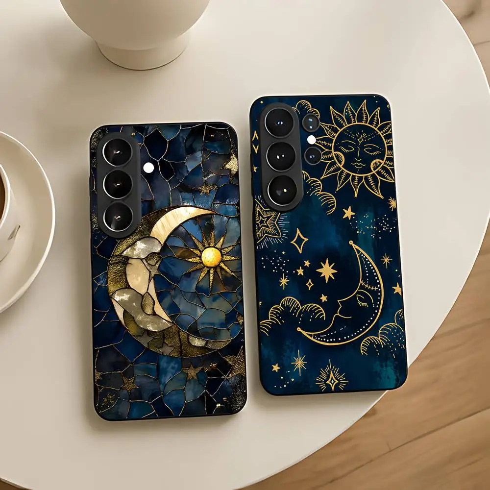 Moon Sun Design Protection Silicone Case For Samsung Galaxy S21 S22 S23 S24ULTRA S25ULTRA FE Ultra Plus5G A52S S26 Cover