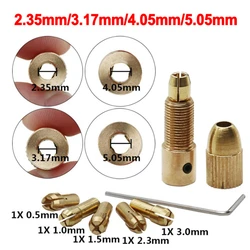 7pcs/set 2.35-5.05mm Brass Collet Mini Drill Chucks For Electric Motor Shaft Drill Bit Tools Metal Drills Chuck Adapter