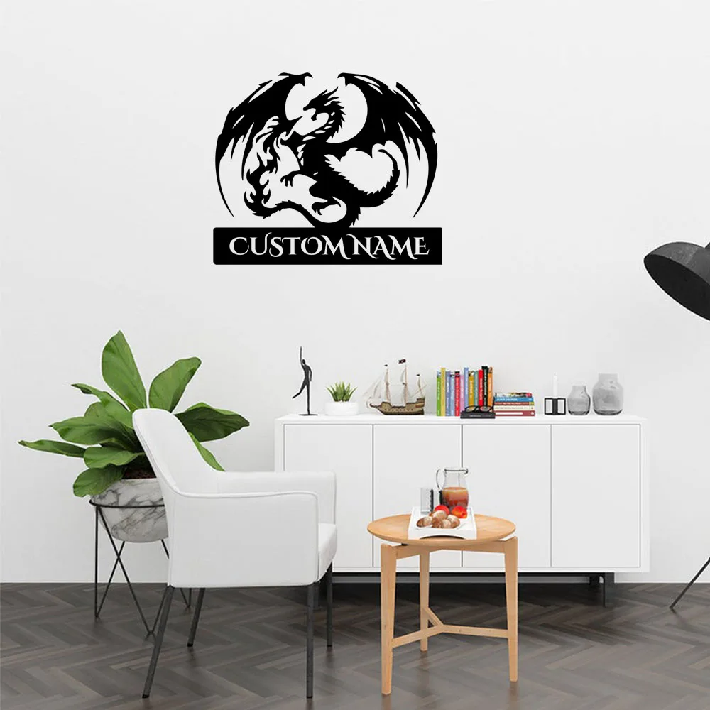 1PC Cartoon Dragon Customizable Text Wall Decals Pvc Mural Art Diy Poster Living Room Decor Wall Art Decal