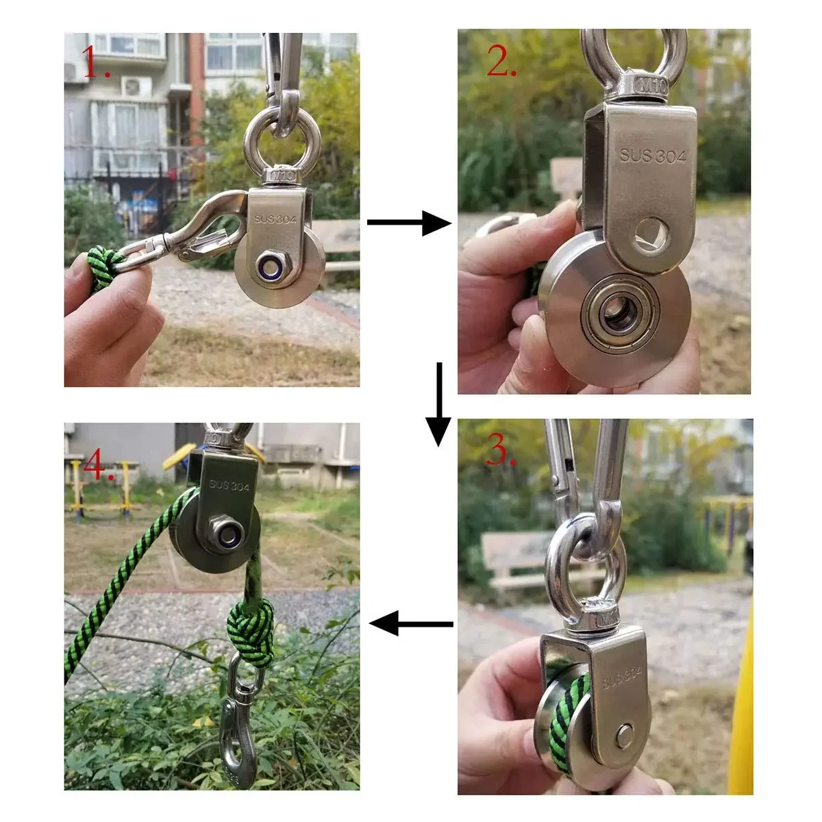 U/V Type Swivel Pulley 304 Stainless Steel Duplex Bearing Super-Silent Detachable Rotation Pulley System Gym Traction Wheel