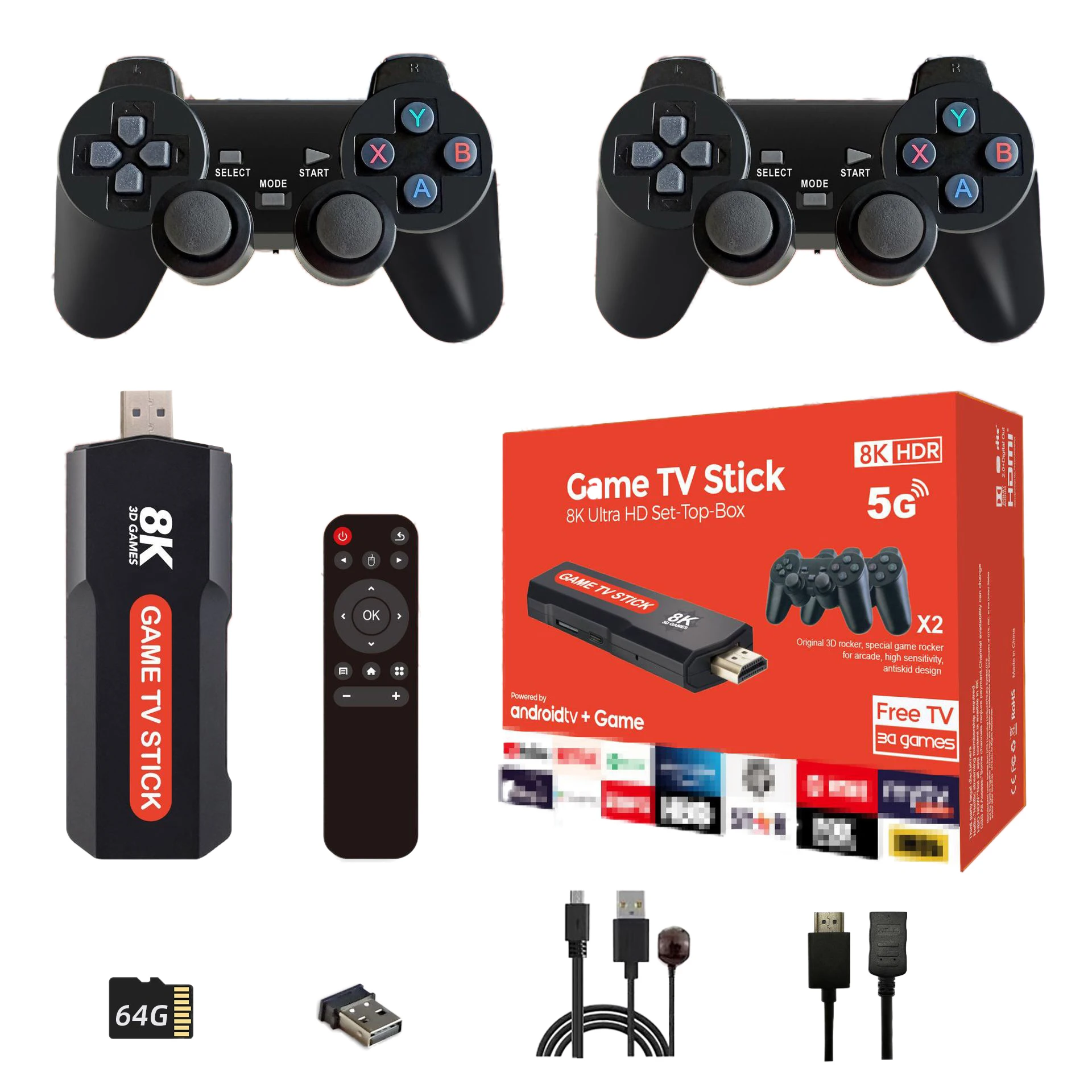 

Classic High Quality 8K HD TV Game Console player Android TV Box Retro TV Spielekonsole With Wireless Joysticks Video Games