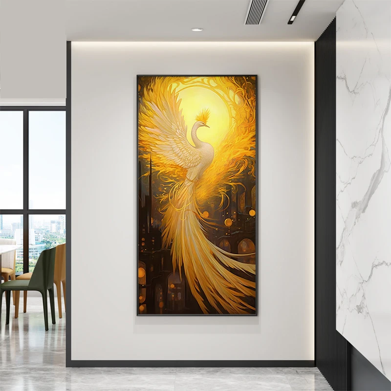 Modern Luxury Phoenix Flying In The Entrance Hall With Painted Light Hanging At The End Of The Corridor Wall Lamp Led Room Light