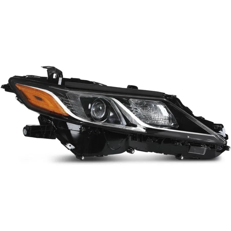 

Right Headlight Assembly Fit Camry LE SE 2018 2019 2020 2021 2022 Passenger Side Clear Lens Black Housing Amber Reflector 8111
