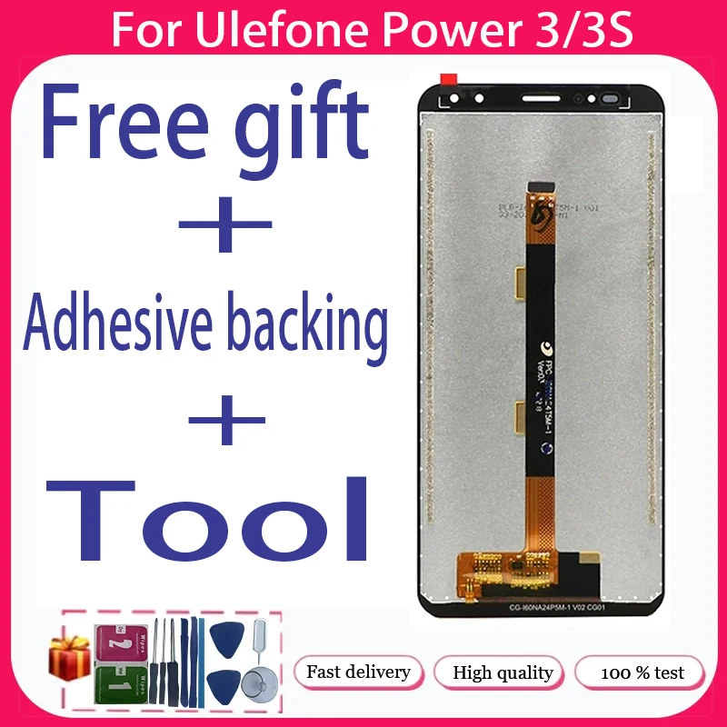 

For Ulefone Power 3 3S+ LCD Display + Touch Screen+Free adhesive backing+Tool