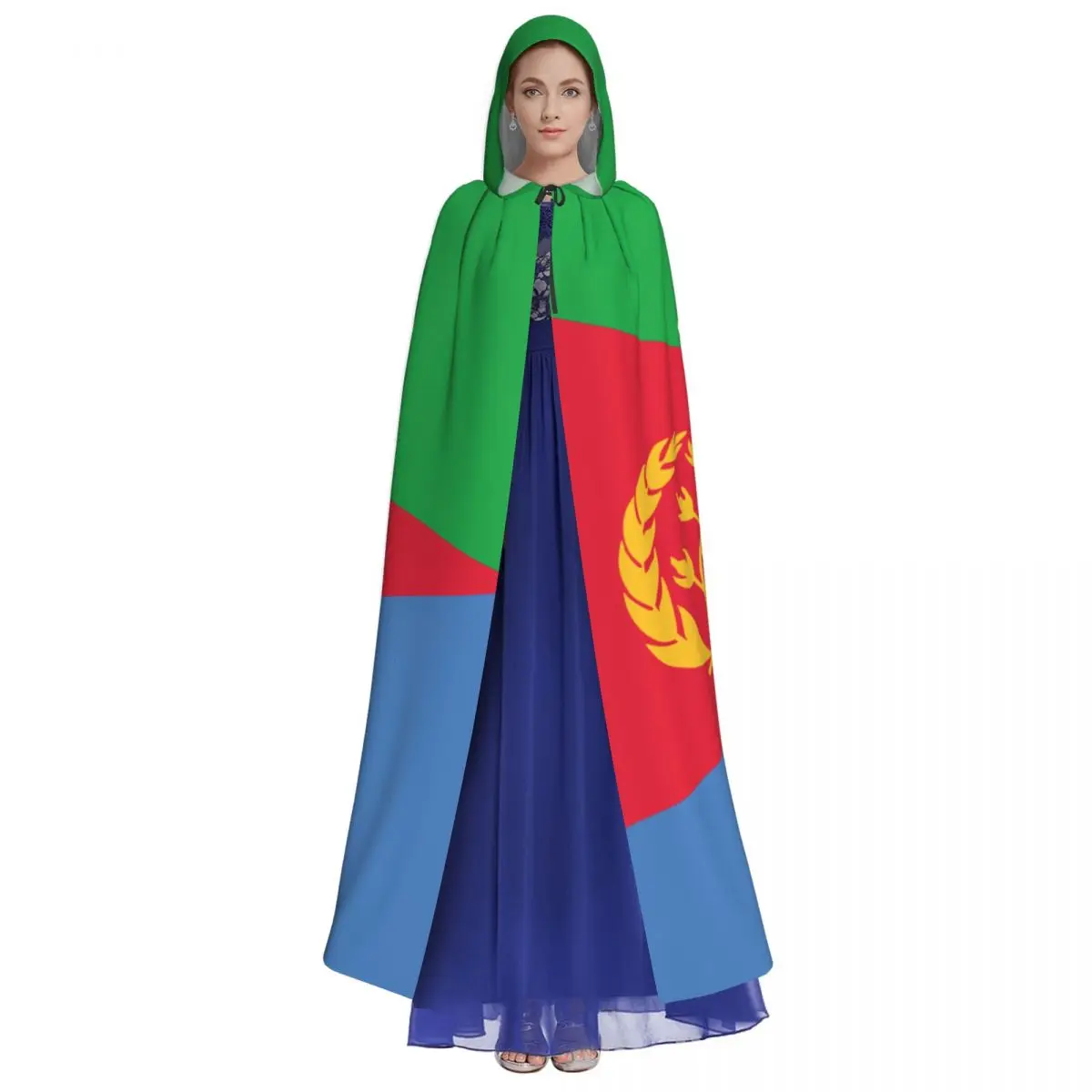 Eritrea Flag Unisex Witch Party Reversible Hooded Adult Vampires Cape Cloak