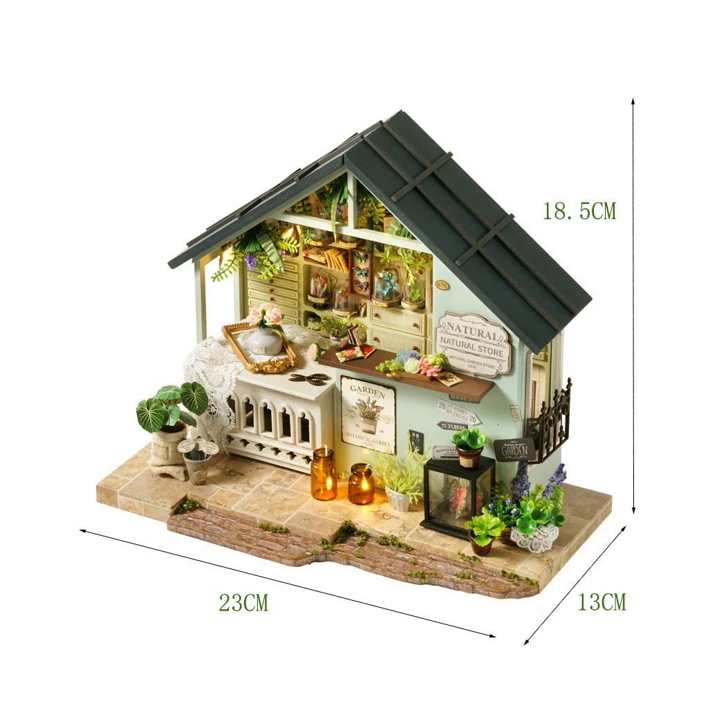OUZEY 3D Wooden Dollhouse DIY Kit - Complete "Cozy Cottage" Model with Furniture & LED, Miniature Home Gift for Kids & Adults