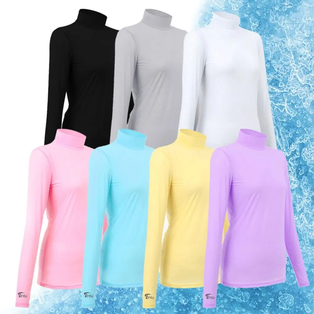 Camisa de golfe feminina de secagem rápida proteção uv macia golfe resfriamento topos M-XXL proteção solar camiseta de manga comprida temporada de verão