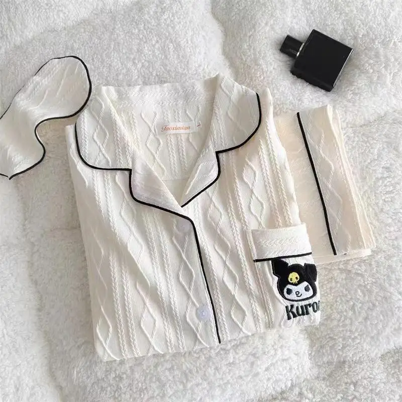 

Женская пижама Sanrio: осенний комплект из 2 предметов, большие размеры, премиум-хлопок, мультяшный принт, милый дизайн, для дома и улицы