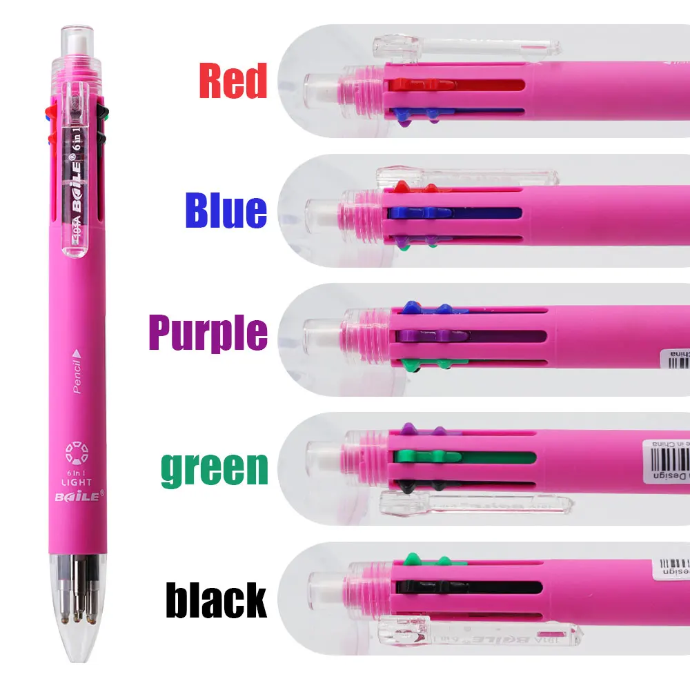 6-in-1-Multifunktions-Kugelschreiber-Set mit 5 Farben, 1 automatischer Bleistift mit Radiergummi für Schule, Büro, Schreibbedarf, Schreibwaren – Detail 7