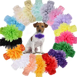 30pcs Large Dog Bow Ties Flowers Style Pet Bowties Middle Large Dog Elastic Band Collar Accessories Necktie Dogs Supplies