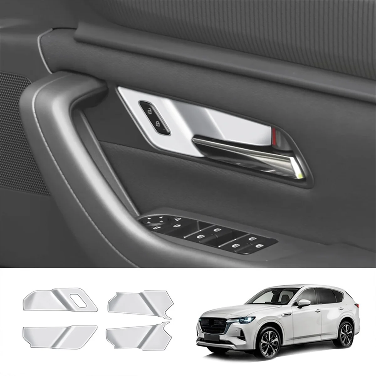 Auto Rhd Zilveren Binnendeurklink Kom Paneelafdekking Voor Mazda CX-60 2022 2023 Interieuraccessoires