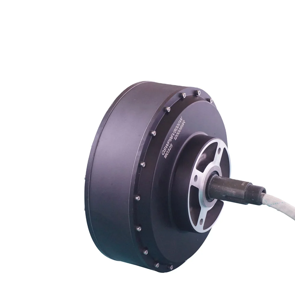 

QSMOTOR 8000W 273 50H V3 New 72V 96V 20kW 350N.m Peak Brushless DC Gearless Electric Car Motor with Disc Cover Wheel Hub Motor