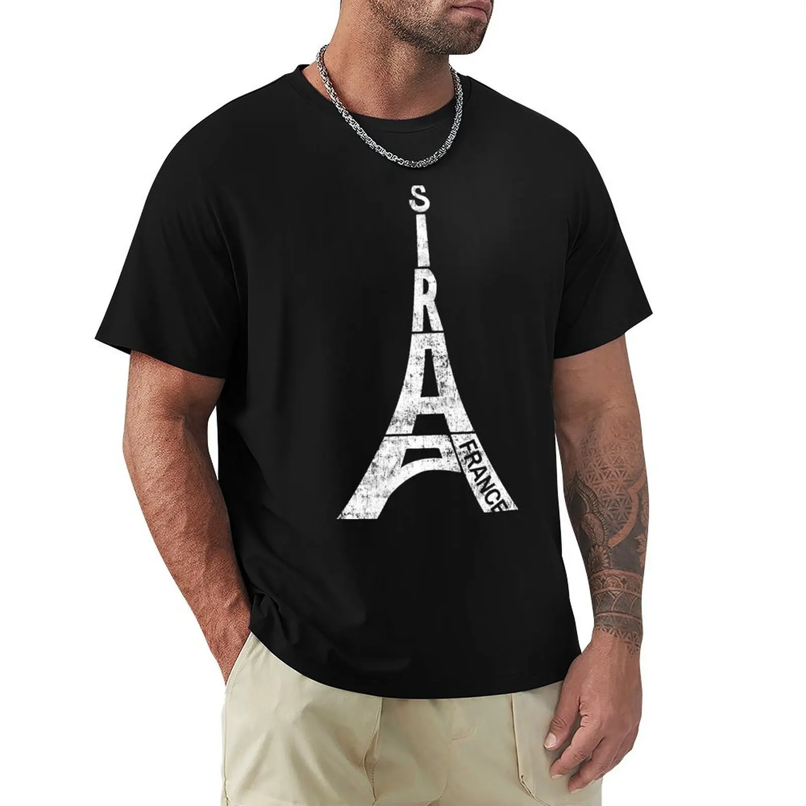 Paris Souvenir Funny Eiffel Tower France Typography T-Shirt t shirt men 100% cotton luxury brand T-Shirt