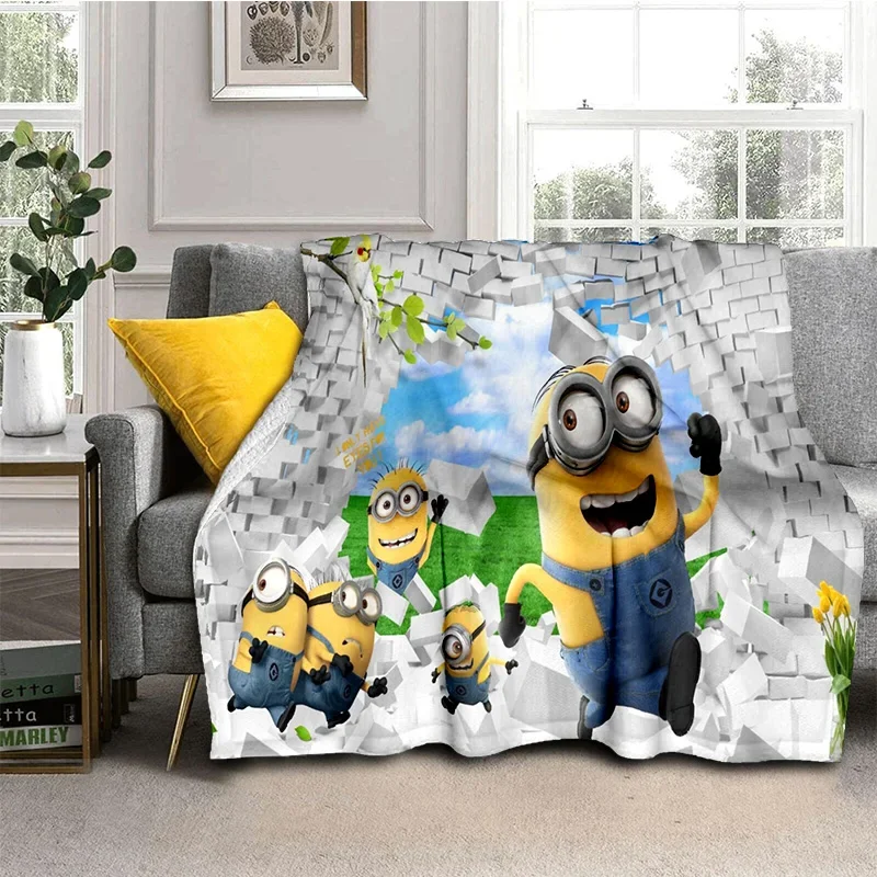 Kawaii Despicable Me Minions Cartoon Soft Blankets,Throw Blanket Comfortable Blanket for Picnic Beds Sofa Home Bedroom Kid Cover