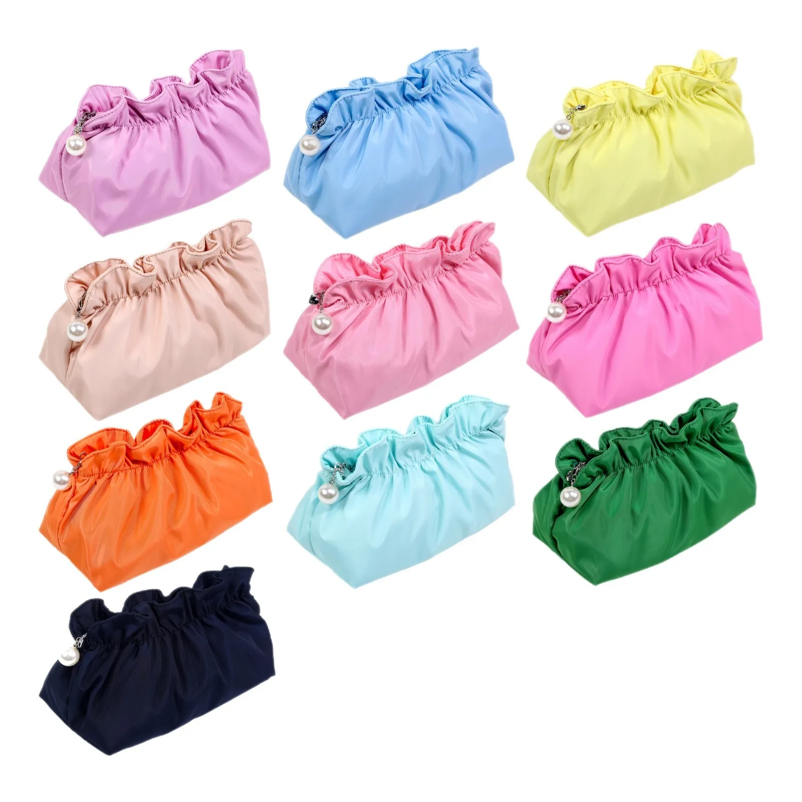 Makeup bag with high aesthetic value, pleated bag, storage bag with multiple color options, travel storage bag, portable waterpr