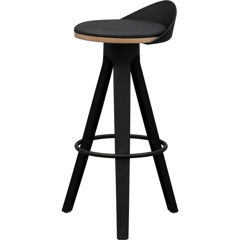 Nordic wrought iron solid wood bar chair bar commercial high stool retro loft industrial style front desk cashier high chair