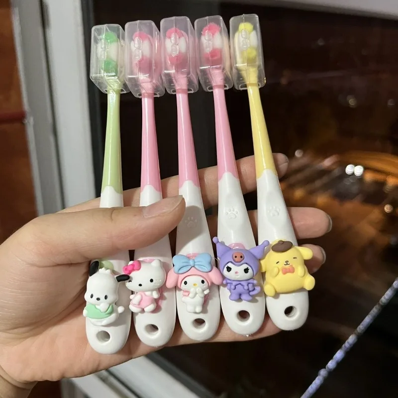 Sanrio cartoon animation cute kuromi pompompurin fashion student children's toothbrush soft bristle brush daily necessities