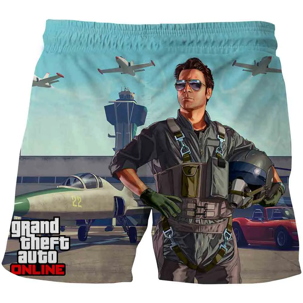 GTA 5 Grand Theft Auto Game 3D printed swimming trunks Men Summer Casual Shorts Beach Pants boys Swimwear Vacation Shorts