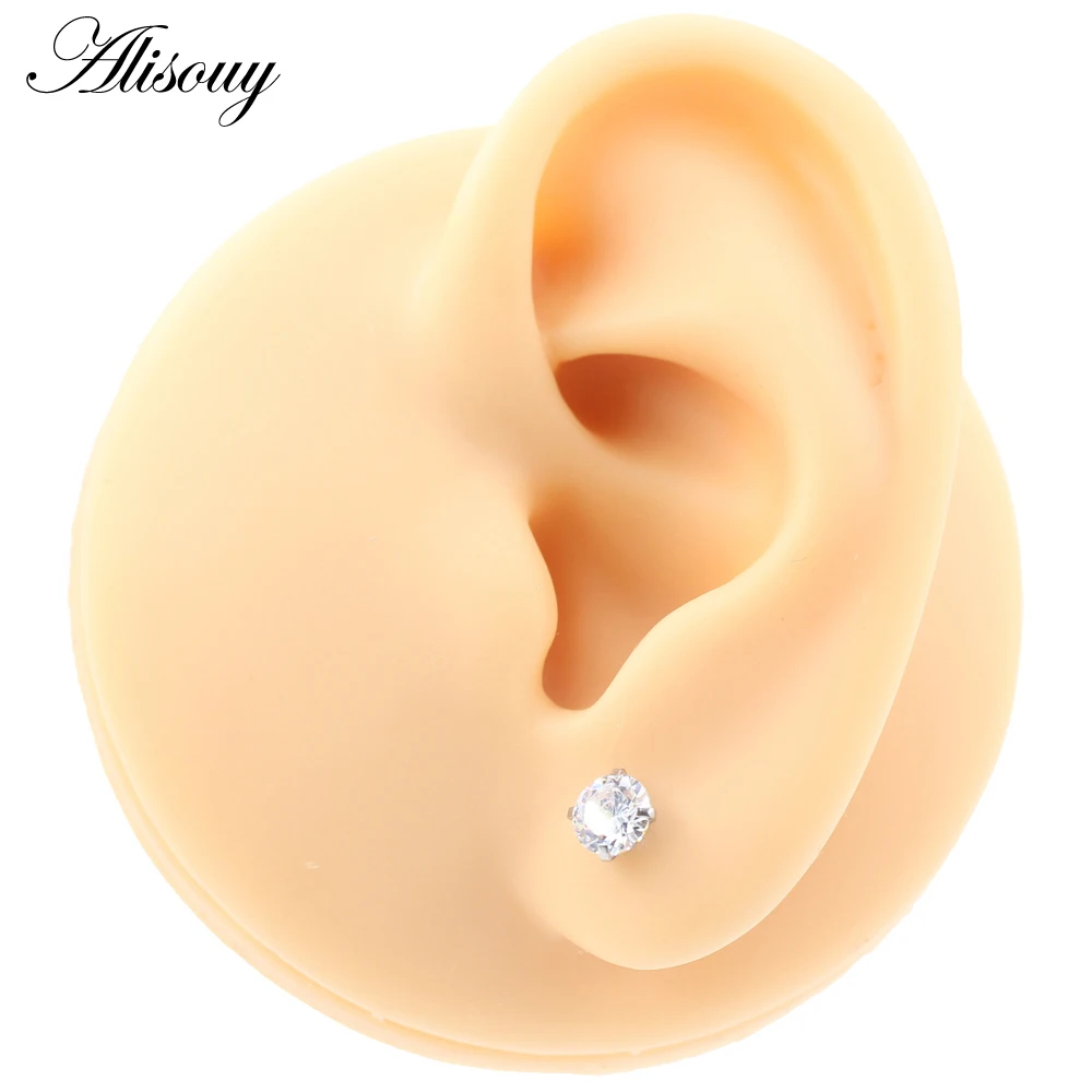 1pc Silver Color Labret Lip Ring Zircon Anodized Internally Threaded Prong Monroe 16G Tragus Helix Ear Piercing Earring women