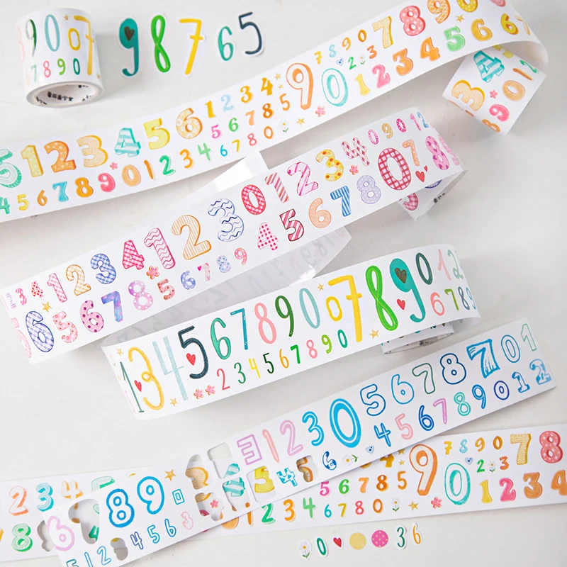 1 à 4 rouleaux de rubans décoratifs à thème chiffres variés, autocollants pour scrapbooking, matériel parfait pour le journaling et les fournitures de scrapbooking DIY