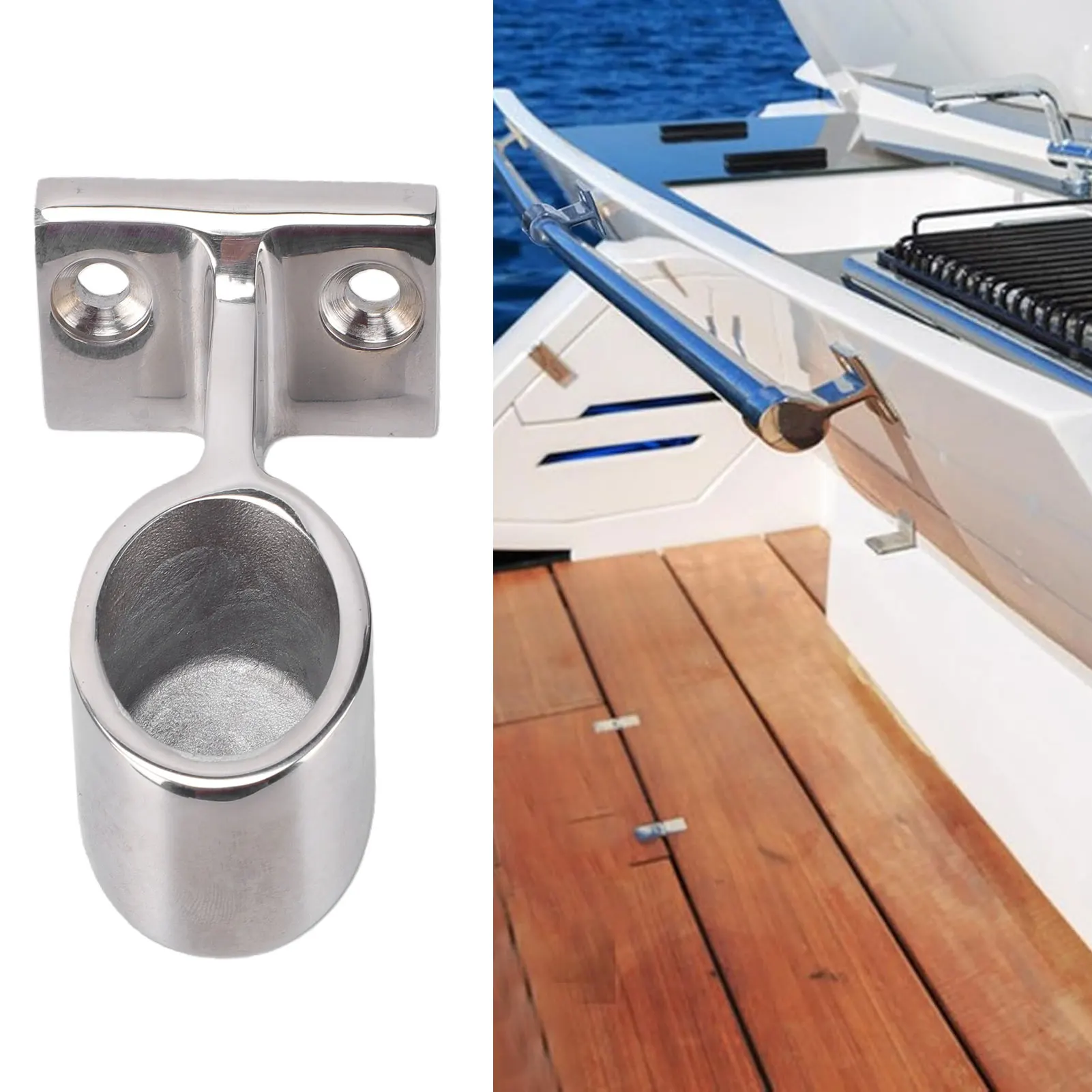 Boat Front Hand Rail Fitting 316 Stainless Steel Marine 60 Degree Front Stanchion for 22mm Pipe Hand Rail Stanchion