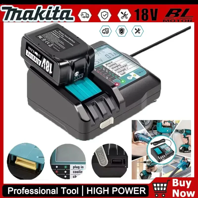 

Зарядное устройство Makita DC18RF для литий-ионных аккумуляторов, ток зарядки USB 3.5А, 14.4В/18В, совместимо с BL1830, BL1430, DC18RC, DC18RA, для электроинструментов