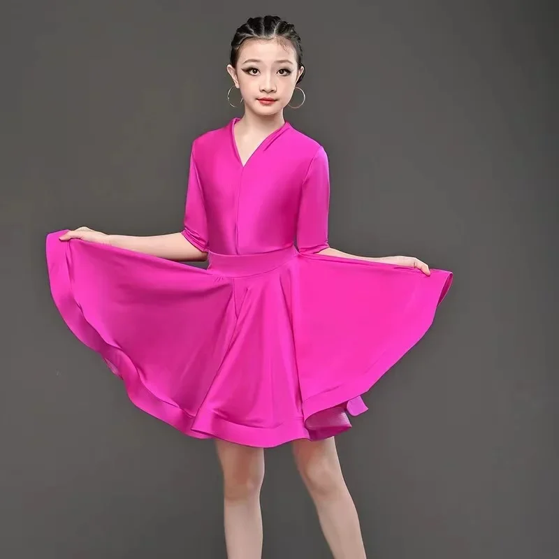 Children Professional Latin Dance Dress for Girls Ballroom Dancing Dresses Rumba Cha Cha Samba Practice Dress Latin Performance