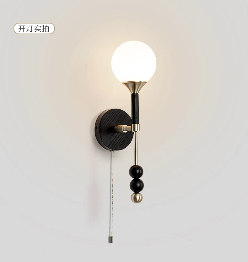 

*French retro wall lamp, living room background wall solid wood lamp, study bedroom bedside lamp, American staircase aisle lamp
