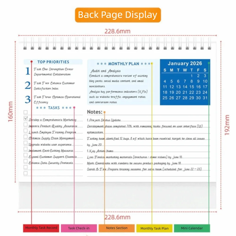 Decorative Desk Calendar Stable Support Exquisite Patterns Desktop Calendar Standing Calendar Binding Calendar Custom Planner