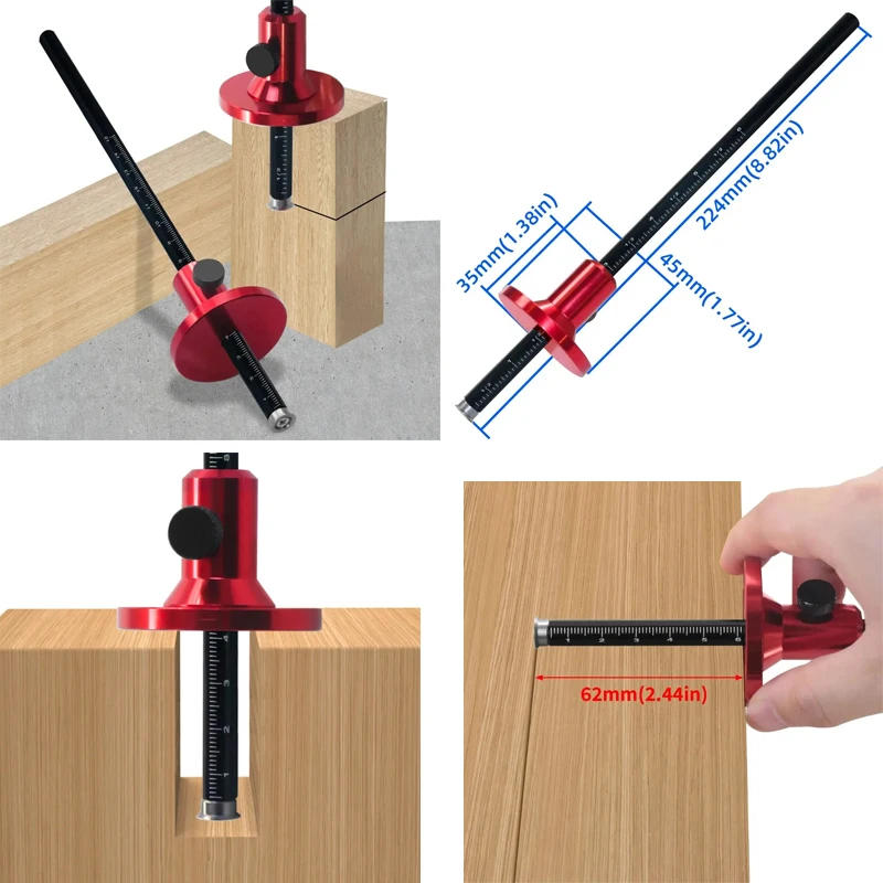 

Wheel Marking Gauge - Woodworking Scriber - Wood Marking Tools With Inch & MM Scale - Parallel Line Drawing Mortise Measuring 。。
