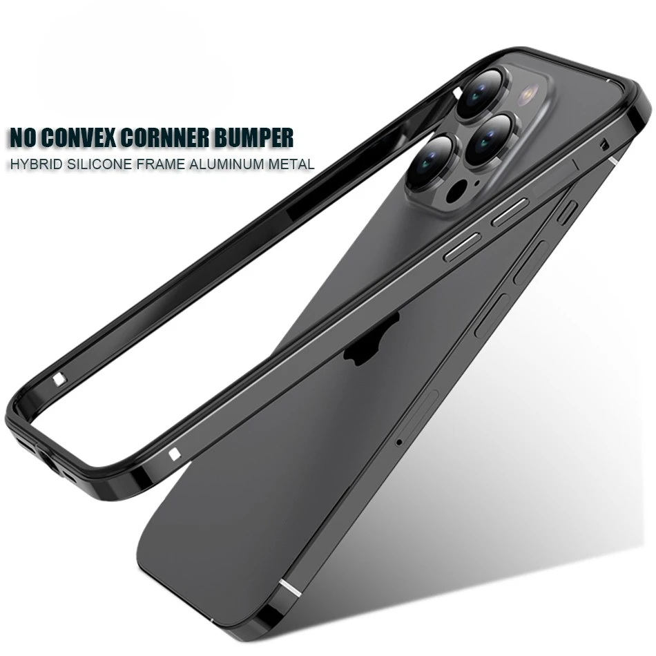 Ultra Thin Aluminum Metal Frame Light Bumper Case For iPhone 12 13 14 Plus 15 Pro Max Luxury No Convex Cornner Back Acccessories