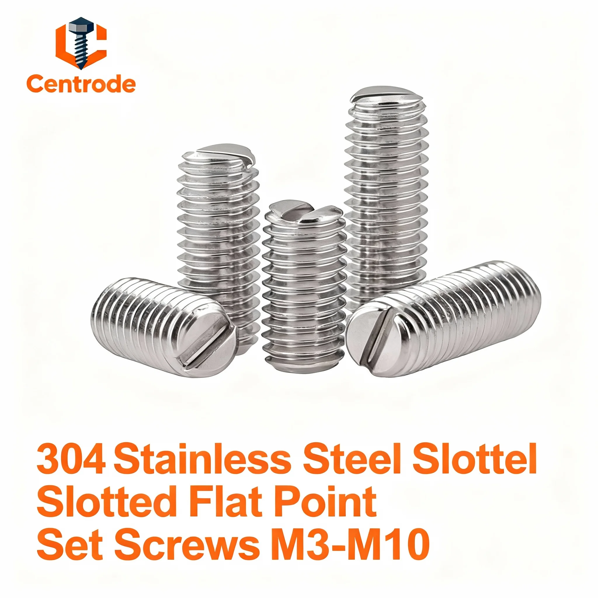 304 Stainless Steel Slotted Flat Point Set Screws | Headless Grub Screws M3-M10 Assortment for Machinery